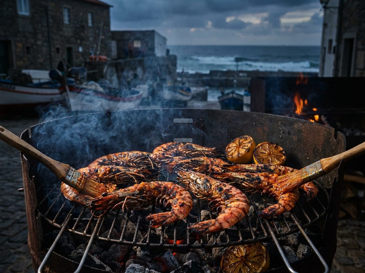 Grilled tiger prawns with garlic and piri-piri butter