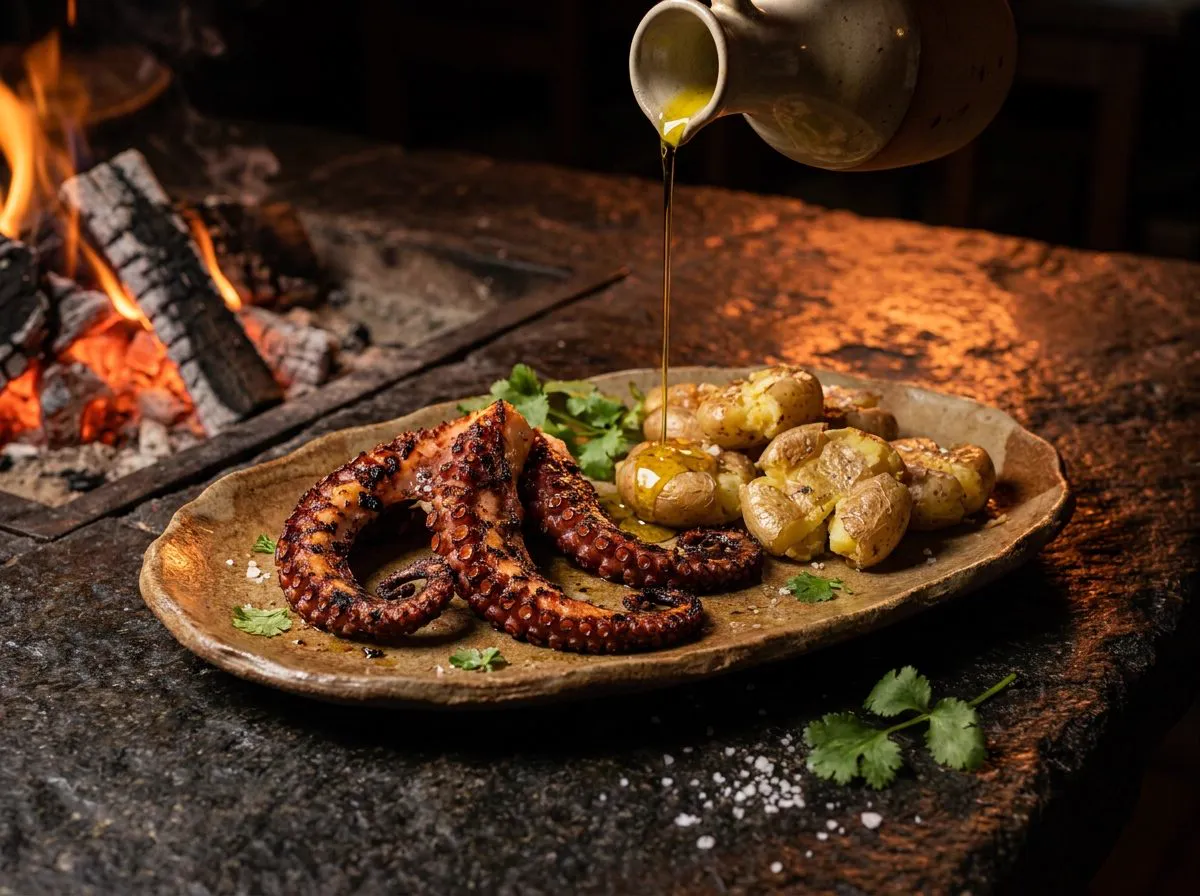 Polvo à lagareiro na grelha com batatas ao murro